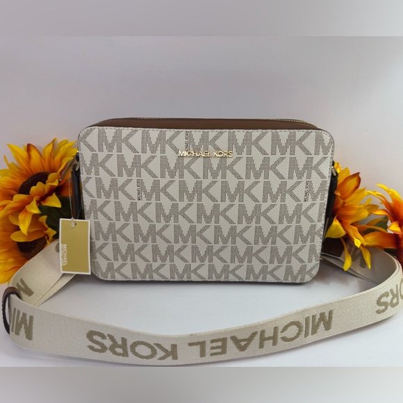 Michael Kors Handbags - Michael Kors Brown and Cream Large Crossbody Bag